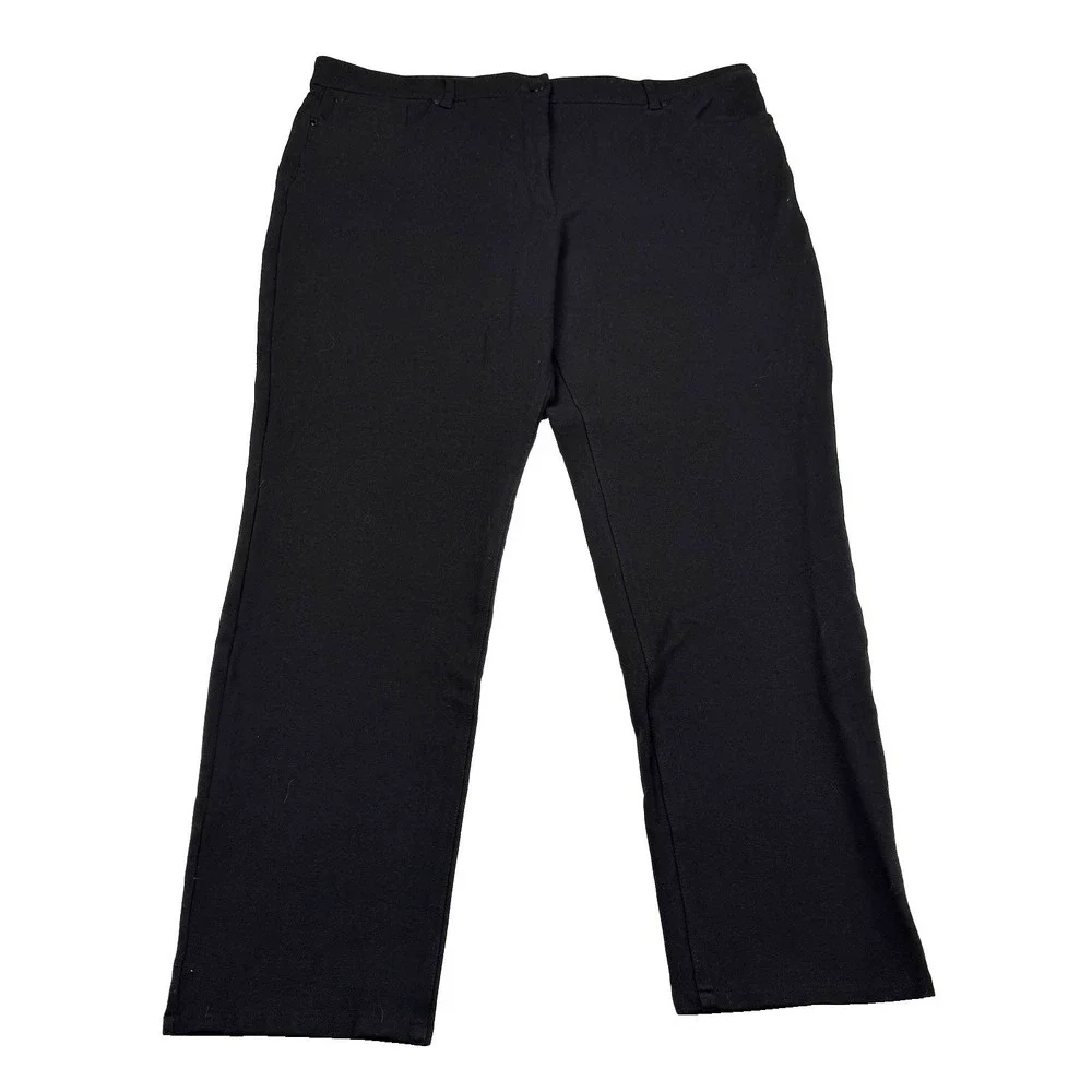 Chico's So Slimming Women Size XL Large Black Ankle Pants Stretch Wide Waistband